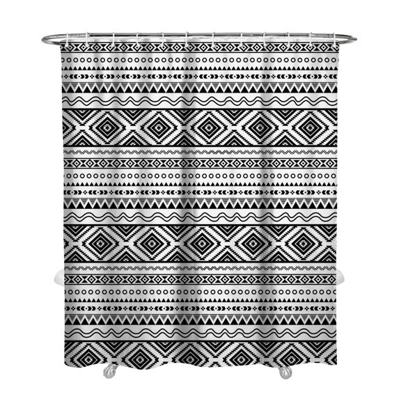 Vintage Style Shower Curtain 72x84 Inches Boho Chic Tribal Print Polyester Bohemian Bathroom Decor