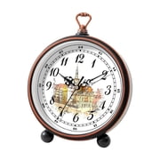 Vintage Style Silent Non-Ticking Alarm Clock with Handle | Compact Durable Plastic Desk & Bedroom Decor for Home & Office