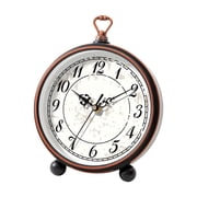 Vintage Style Silent Non-Ticking Alarm Clock with Handle | Compact Durable Plastic Desk & Bedroom Decor for Home & Office