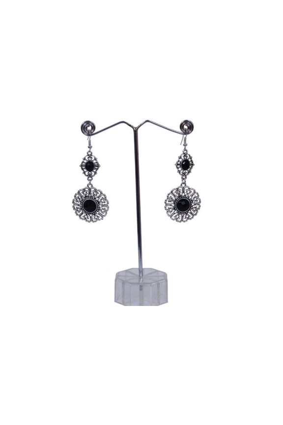 Vintage Style Silvershake Black Onyx Teardrop Earrings