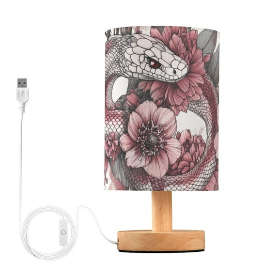 Vintage Style Snake with Flowers Leaves Table Lamp with USB Port LED Warm Light Lamp Night Light Home Decor