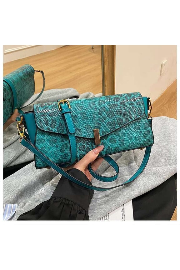 Vintage Style Snakehead Small Shoulder Bag with Leopard Pattern Chain