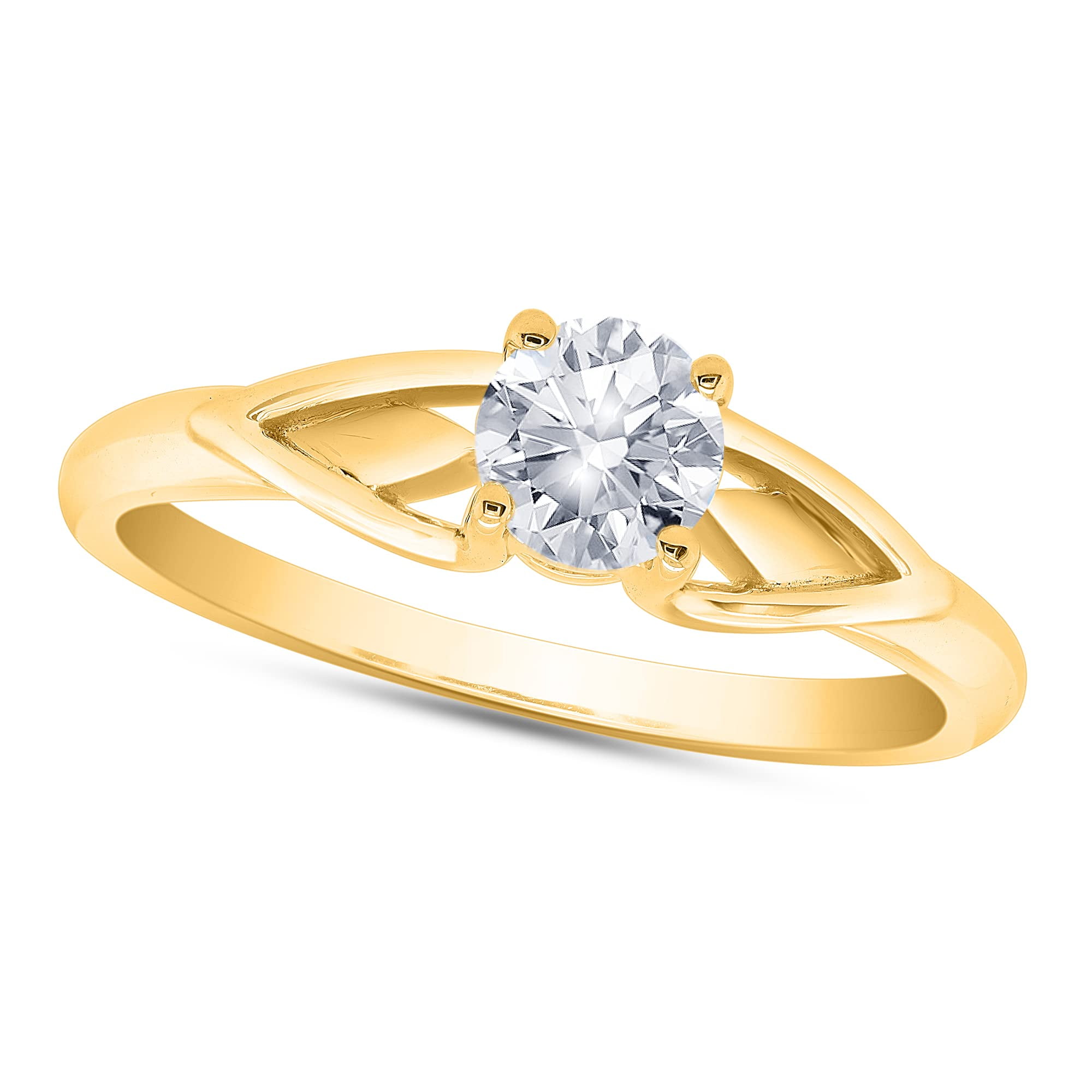 18ct Yellow Gold Single Stone Round Diamond Engagement Ring | Smooch Rings