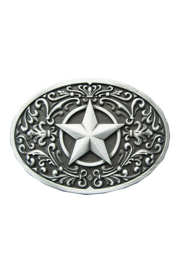 Vintage Style Southwest Flower Western Star Oval Belt Buckle Boucle de Ceinture