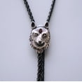 thumbnail image 1 of Vintage Style Stainless Steel Red Enamel Wolf Bolo Tie, 1 of 4