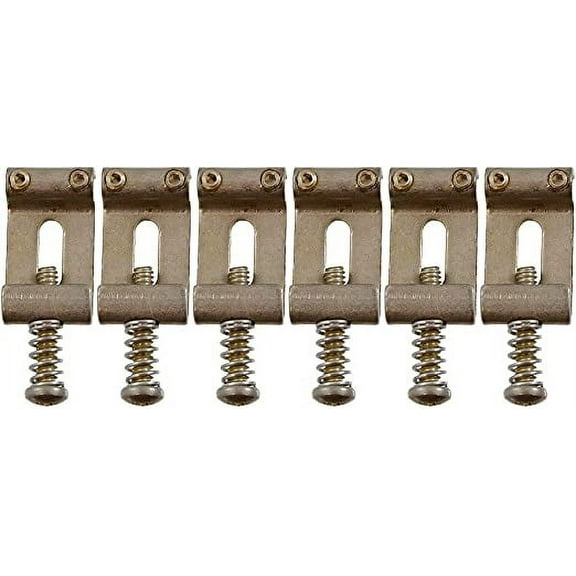 Vintage Style Stamped Bent Saddles (6) For Fender Strat - AGED NICKEL