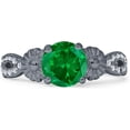 thumbnail image 1 of Vintage Style Sunflower Round Green Emerald Cubic Zirconia Black Tone 925 Sterling Silver, Size 7, 1 of 7