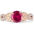 thumbnail image 1 of Vintage Style Sunflower Round Ruby Cubic Zirconia Rose Tone 925 Sterling Silver, Size 10, 1 of 7