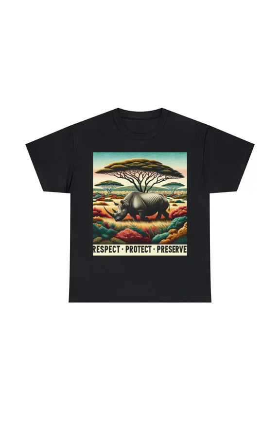 Vintage Style T Shirt Save The Rhino Conservation Africa Nature Retro Animal Tee