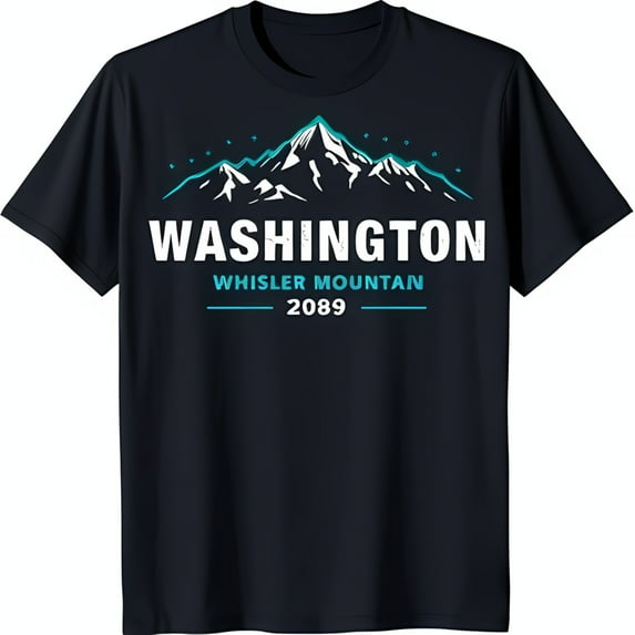 Vintage Style T-Shirt with Range Graphic 'Washington Whistler Mountain 2089'