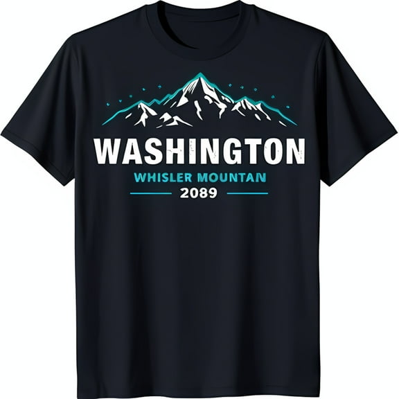 Vintage Style T-Shirt with Range Graphic 'Washington Whistler Mountain 2089'
