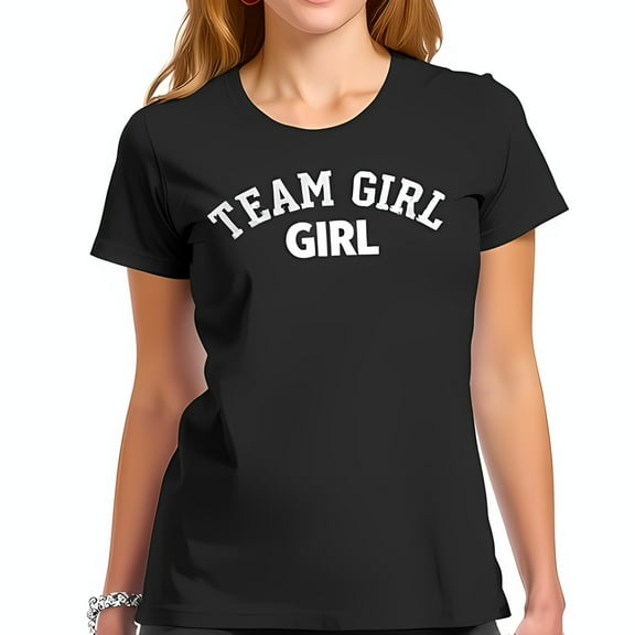Vintage Style 'TEAM GIRL GIRL' Black Short-Sleeve T-Shirt for Women - Casual Tee