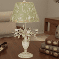thumbnail image 1 of Vintage-Style Table Lamp with Distressed Green Shade and Floral Base, Rustic Home Decor Accent Piece, 1pc, 1 of 7