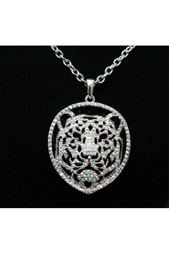 Vintage Style Tiger Pendant With Clear Rhinestone