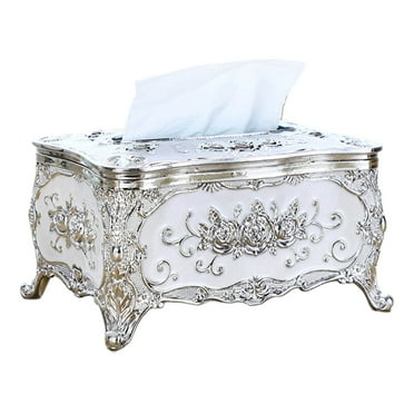 Vintage Style Tissue Box Storage-Tissue Box Cover Tissue Box Holder Facial Tissue Paper Organizer Luxury Facial Napkin Holder for Home, Gold, 1 Pcs, Bling Rhinestone Tissue Box Holder
