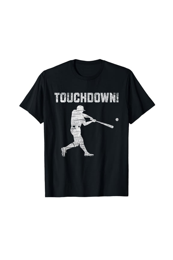 Vintage-Style Touchdown Baseball Graphic T-Shirt for Sports Enthusiasts