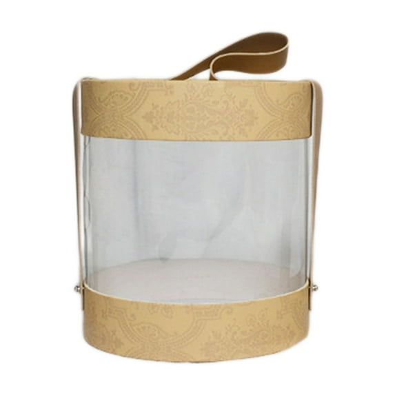 Transparent Gift Packaging Storage Box, Display Container with Leather Handle, Cajas De Plastico Para Postres, Yellow