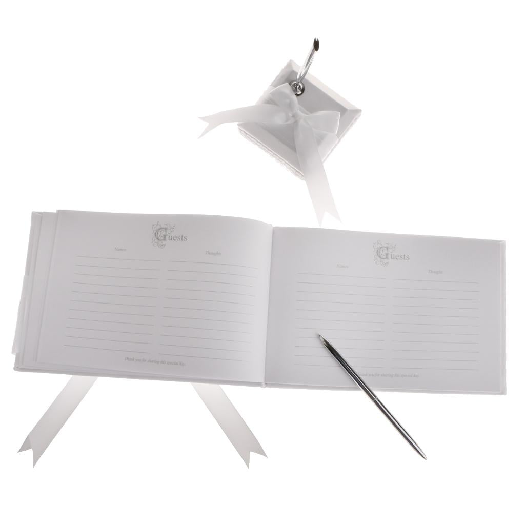 Vintage Style Wedding Guest Book And White Satin Wedding Set