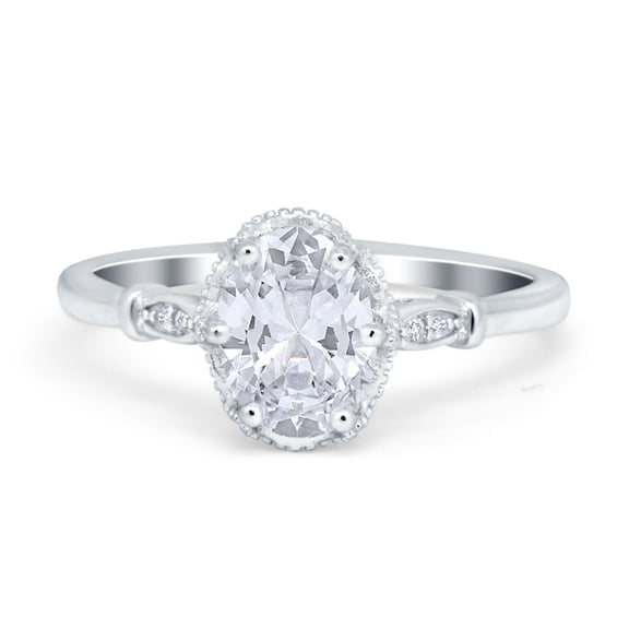 Vintage Style Wedding Ring Round Simulated Cubic Zirconia 925 Sterling Silver Size 5