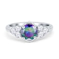 thumbnail image 1 of Vintage Style Wedding Ring Round Simulated Rainbow CZ 925 Sterling Silver Size 5, 1 of 5