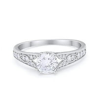 Vintage Style Wedding Round Ring CZ 925 Sterling Silver Size 5