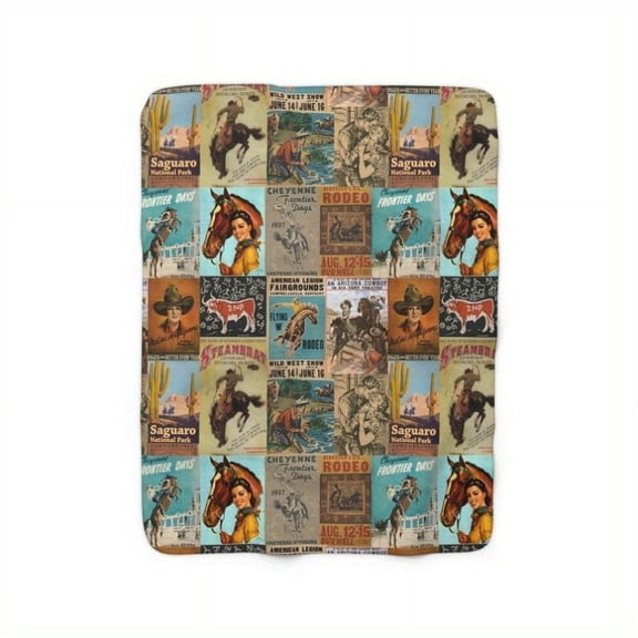 Vintage Style Western Blanket Flannel Blanket Western Blanket Western Decoration Denim Decoration Vintage Denim Ranch Decoration Gift for Her