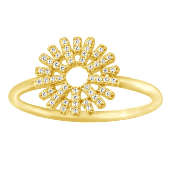 AFFY Vintage Style White CZ Rising Circular Sun Promise Ring For Women's In 925 Sterling Silver