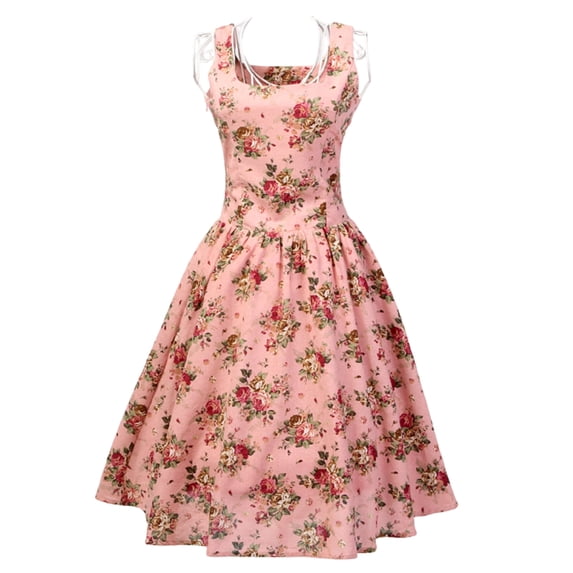 Vintage Style Women Dresses Cotton Linen Blend Square Neck