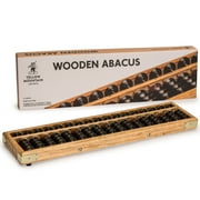 Vintage Style Wooden Abacus - 13.9 - Professional 17 Column Soroban Calculator With Reset Button