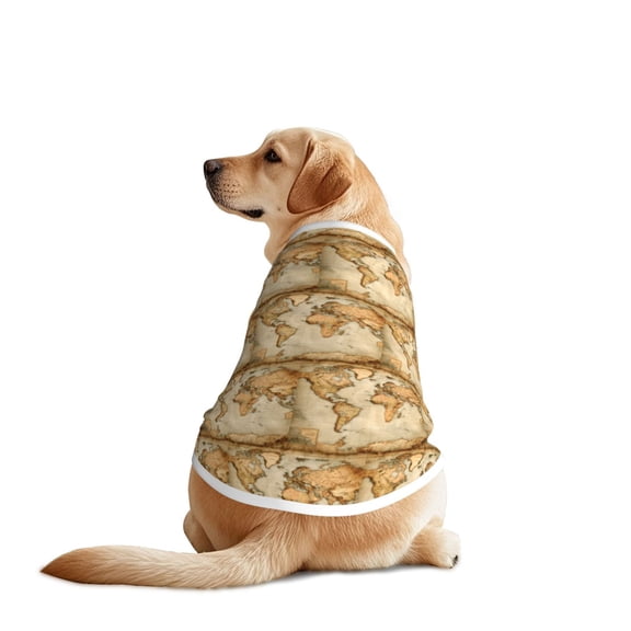 Vintage Style World Map Dog T Shirts Vest for Dogs Fit - Spring, Summer, Fall Wear for Large Breed 3X-Large