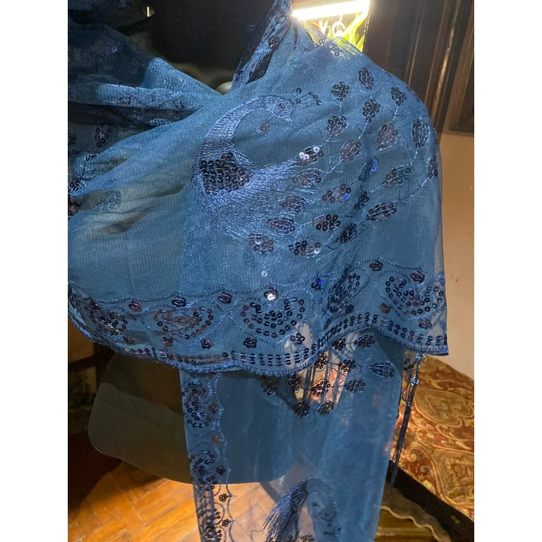 Navy blue sheer shawl on sale