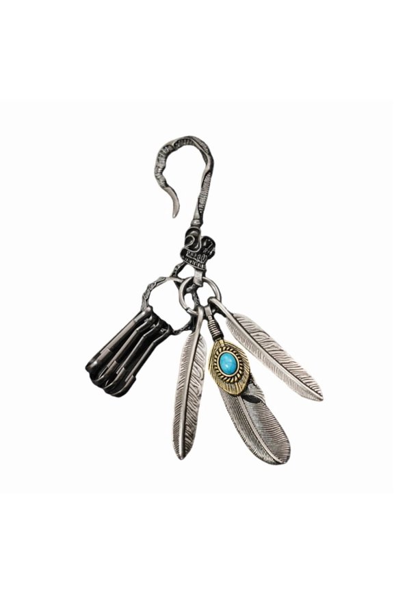 Vintage Styles Aesthetic Feather Keychain Pendant With Turquoise Creative Designs for Fashion Enthusiasts Daily Use
