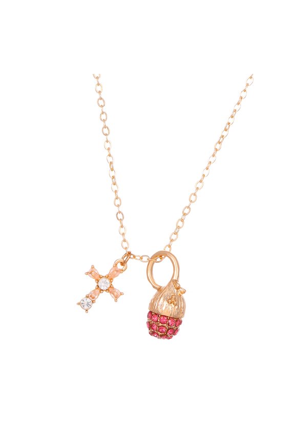 Vintage Styles Crosses Pendant Necklace Delicate Alloy Crosses Pendant Necklace Featuring Pinecone Adornment for Parties