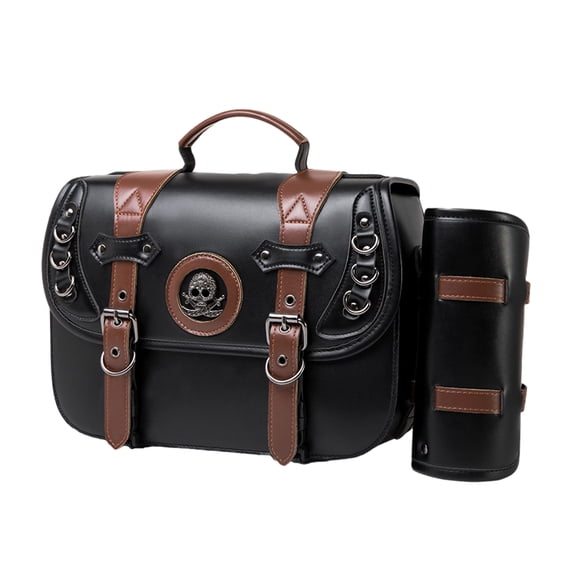 Vintage Styles Motorcycle Saddlebags PU Leather Waterproof Side Bag Large Capacity Saddlebags Easy Carrying for Bike