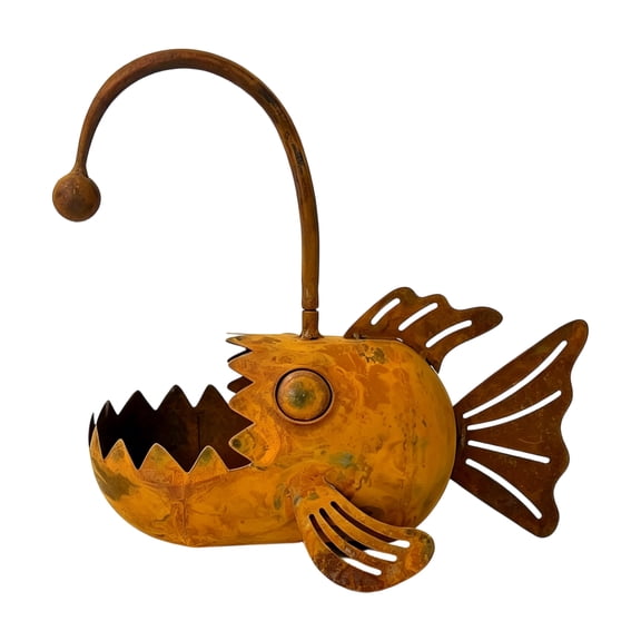 Vintage Styles Rusted Iron Planter Unique Fish Shape Planter Garden Stakes Outdoor Displays for Patios and Yard