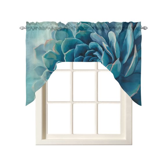 Vintage Succulents Plants Swag Valances for Windows, Green Leaves Farmhouse Botanical Swag Curtains for Kitchen, Living Room, Small Window Treatments Drapes Curtains for Cafe, Bathroom,, 56"x36"