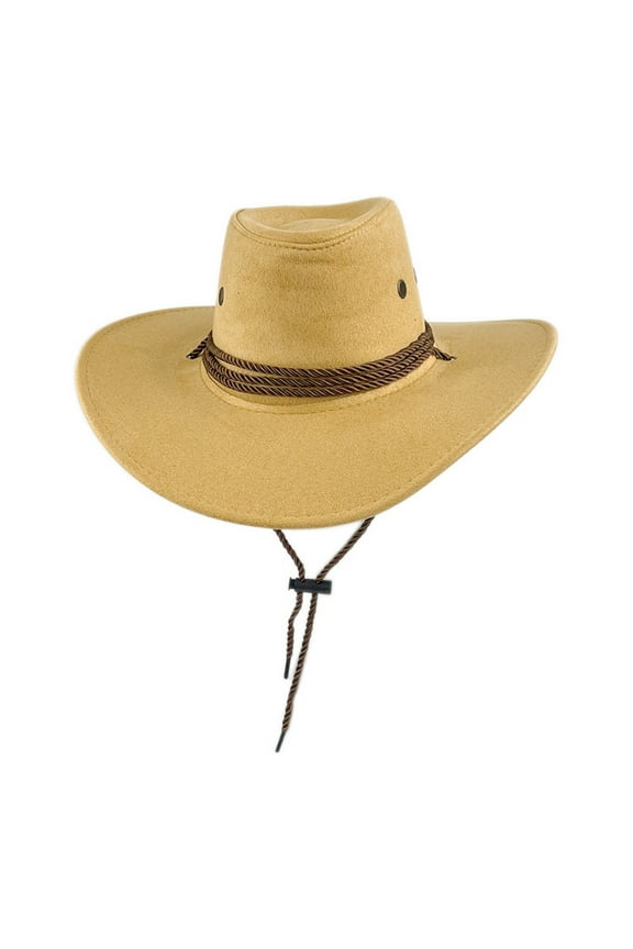 Vintage Suede Cowboy Hat British Style Western Rancher Hat Unisex