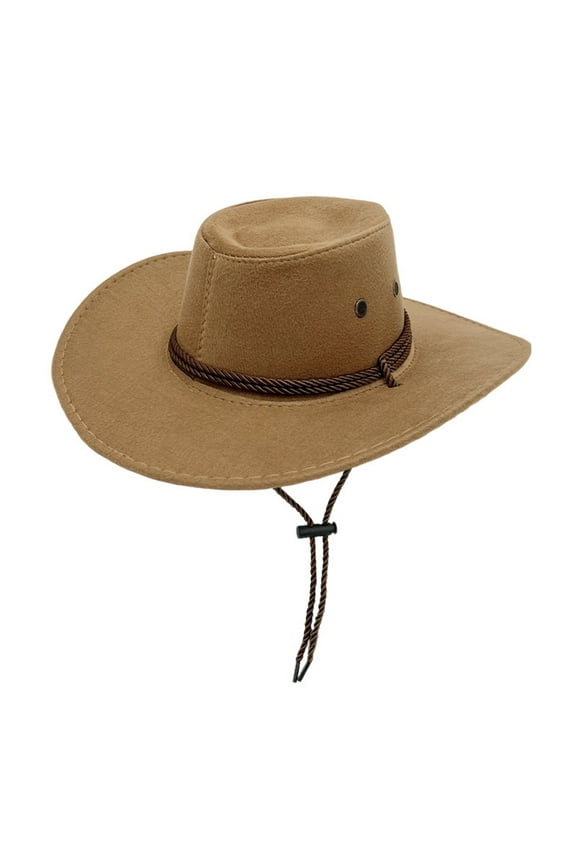 Vintage Suede Cowboy Hat British Style Western Rancher Hat Unisex