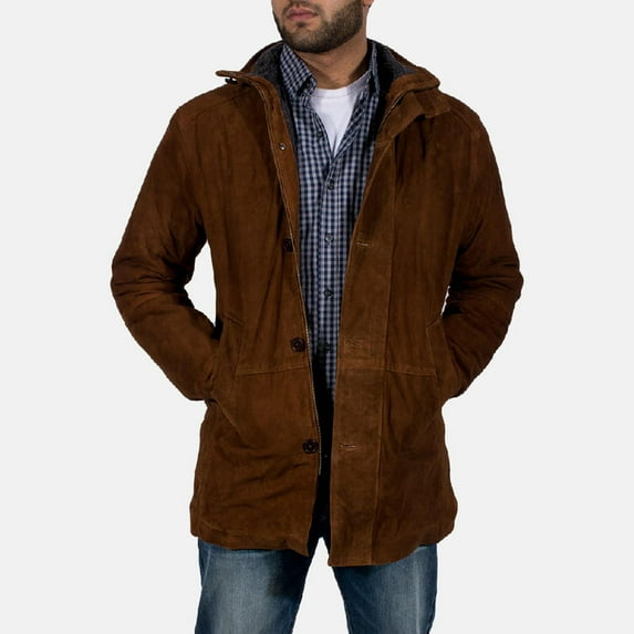 Vintage Suede Parka Jacket Men Leather Jacket Outerwear Western Coat jacket Boyfriend Gift