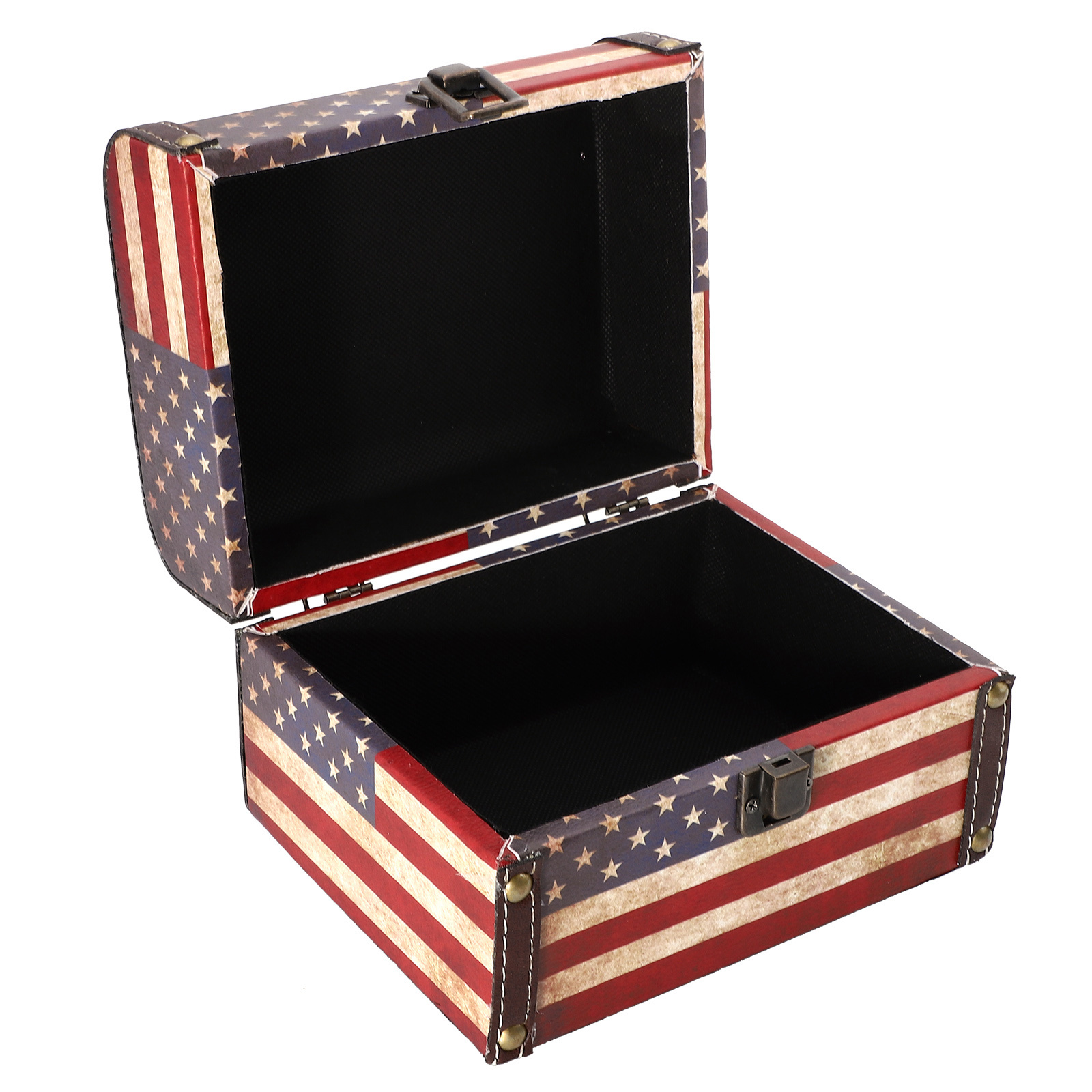 Vintage Suitcase Metal Portable Storage Box Treasure Chest Trunk Usa