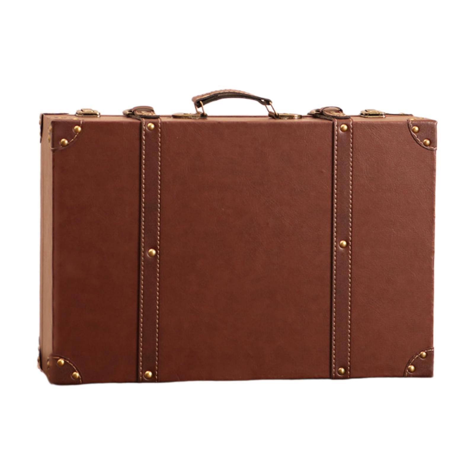 Vintage Suitcase Storage Box Decorative Wooden with Handle for Home Decor Wedding Photography Props