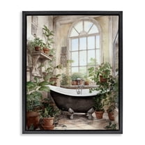 Vintage Sun Lit Bathtub Black Framed Floater Canvas Wall Art, design by Lettered and Lined