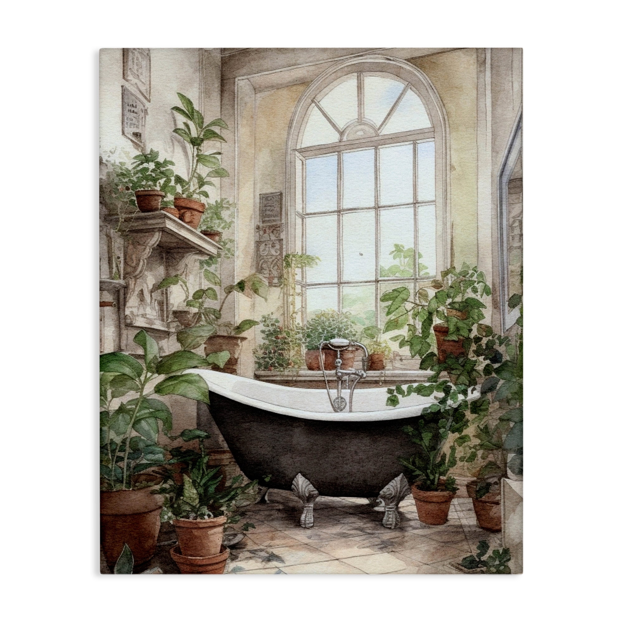 Vintage Sun Lit Bathtub Canvas Wall Art, design by Lettered and Lined