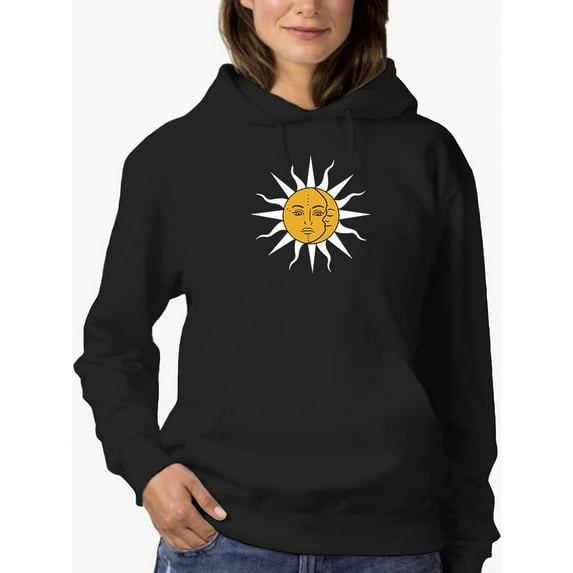 Vintage Sun Moon Daisy Hoodie Women -Image by Shutterstock, Female x-Large