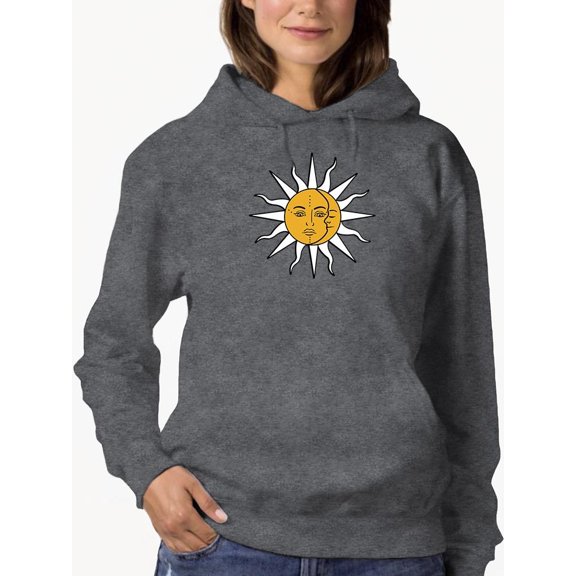 Vintage Sun Moon Daisy Hoodie Women -Image by Shutterstock, Female x-Large
