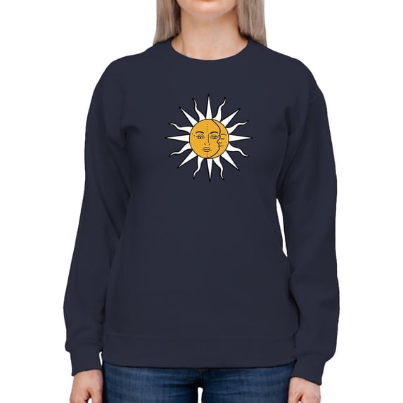 Vintage Sun Moon Daisy Sweatshirt Women -Image by Shutterstock, Female Medium