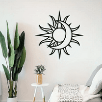 Vintage Sun & Moon Metal Wall Art, Durable Celestial Decor