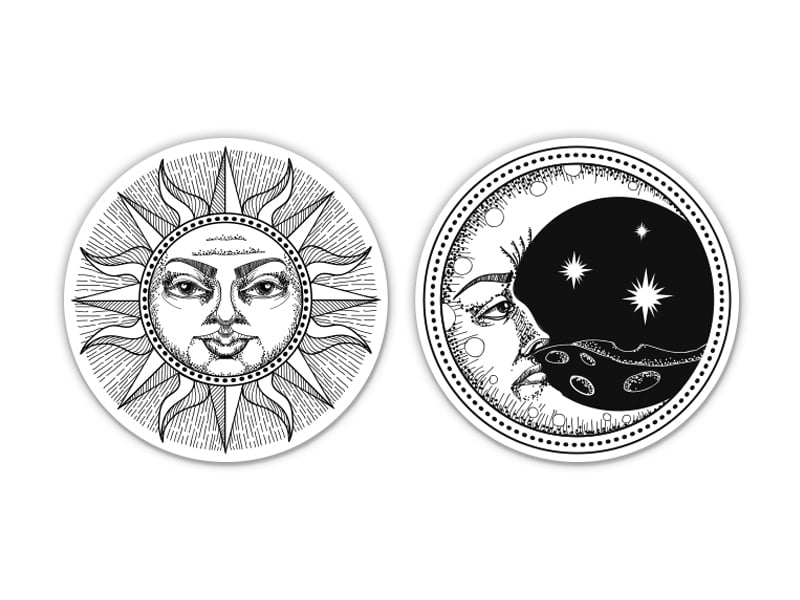 Vintage Sun and Moon Celestial - 10" Each Vinyl Stickers Waterproof ...