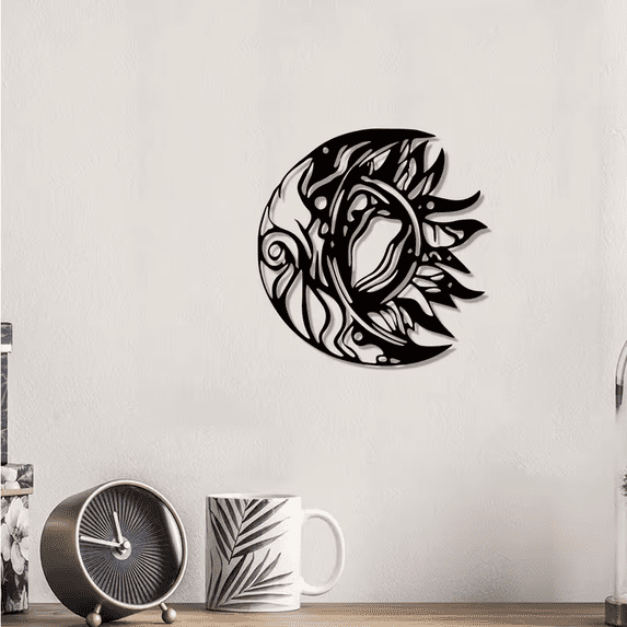 Vintage Sun and Moon Metal Wall Art, Celestial Decor for Patio Garden ...