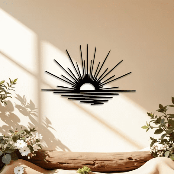 Vintage Sun and Sea Metal Wall Art, Nautical Coastal Decor for Indoor Outdoor Home or Patio
